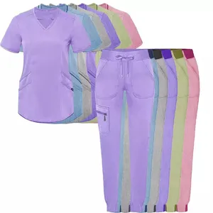 Wholesale Women Joggers Stretch Nursing Hospital Medical Uniforms Scrub Set Custom Scrubs