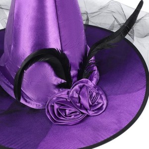 RTS Venta Halloween Adulto Danza Vestir Pluma Rosa <span class=keywords><strong>Bruja</strong></span> Cosplay Fantasma Festival Productos Sombrero - Product Image 4
