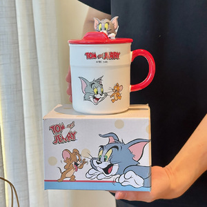 Taza de Cerámica de Tom y Jerry con Tapa y Asa, Diseño de Dibujos Animados para Niños y Adultos, Taza para Café o Té, Regalo Verano 2025 - Product Image 2