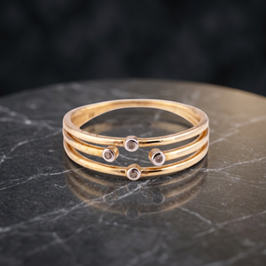 Anillo de Plata de Ley Chapado en Oro de 14K de Primera Calidad, con Diamantes de Corte Brillante y Engaste Pavé, Estilo Minimalista y Moderno para Mujer, Precio de Fábrica - Product Image 3