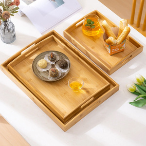 Plateau de service rectangulaire en bambou pour desserts, gâteaux, thé et barbecue - Product Image 3
