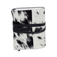 Carnet en cuir personnalisé avec logo, noir et blanc, en crin de cheval, vente en gros, journal en cuir véritable pour cadeau