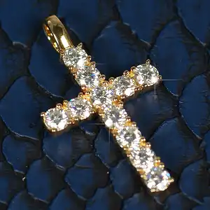 Custom Cross Pendant Hip Hop Moissanite 925 Sterling Silver Moissanite Diamond Cross Pendant