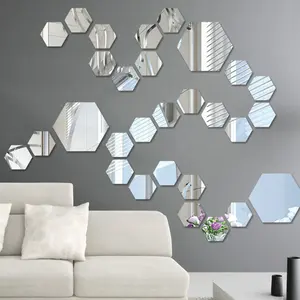 Espelho refletor de parede 3d, efeito de decalque de arte para decoração de casa, sala de estar, sofá, plano de fundo de tv, adesivo de parede