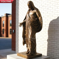 YOUFINE Reproduction de Statue Antique en Bronze Jésus Sculpture en Bronze Taille Naturelle pour Décoration d'Église et de Cour