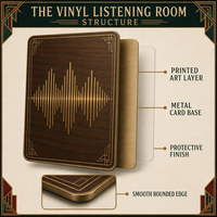 Carte de collection en métal personnalisée avec impression HD sur vinyle, série The Vinyl Listening Room, souvenir musical de luxe en acier inoxydable