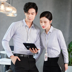 Slim-fit Striped Shirt Women's Professional Long Sleeve Elegant Workwear Wrinkle-resistant Bank Uniform Polyester Fiber T807 - Product Image 4