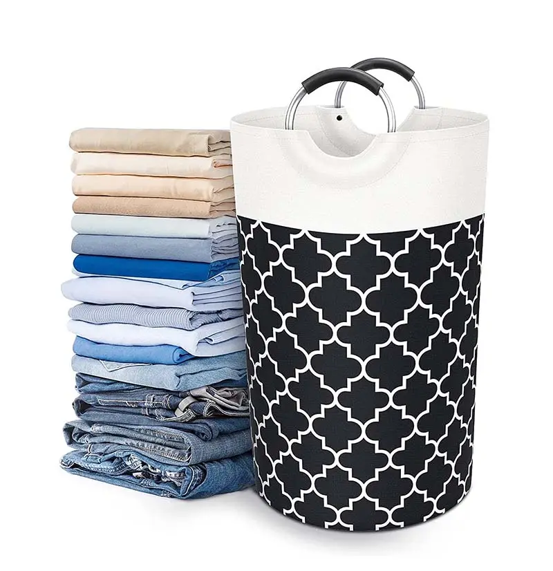 Portable Dirty Clothes Basket 82L Collapsible Fabric Laundry Hamper Foldable Clothes Laundry Bag with Handles