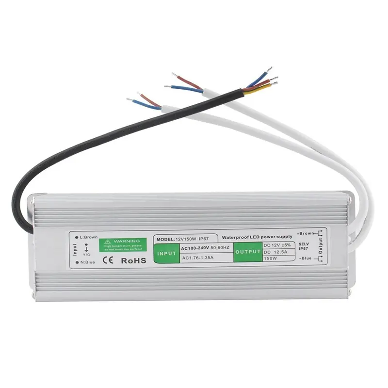 Transformadores de iluminación impermeables IP67, fuente de alimentación de 12V y 24V de CC, controlador Led para tira de luz led 5050 2835 3528
