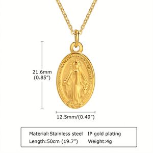 Collar de Acero Inoxidable para Mujer con Colgante Ovalado de la Virgen María - Product Image 5