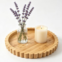 Houten taart- en snackschaal voor de woonkamer, schaal voor gedroogd fruit, decoratieve kaarsenhouder, decoratieve serveerschalen