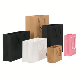 Bolsas de Regalo de Papel Kraft con Asas - Bolsas de Compras Lisas para Minoristas, Ropa, Recuerdos de Fiesta, Empaques Promocionales - Product Image 2