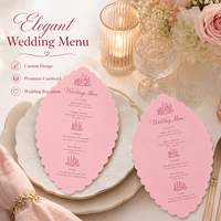 Carte de menu de mariage personnalisée festonnée avec papier de luxe, estampage à chaud et gaufrage, design élégant découpé, impression personnalisée pour événements