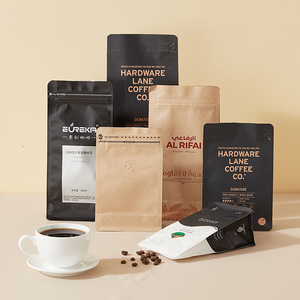 Aluminium 25g Packaging Custom Printed With Valve And Zipper 100g 250g 500g 1kg Flat Bottom Stand Up Kraft Paper <strong>Coffee</strong> Bean <strong>Bag</strong>