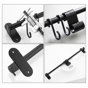 Black Modern <b>Kitchen</b> Standing Stainless Steel Knife <b>Holder</b> Rack with Space-saving Design Seasoning Hooks and Pot Lid Rack - Product Image 2