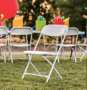 White Plastic Folding <b>Chairs</b> Outdoor Event Seating Set Lightweight <b>Stackable</b> <b>Garden</b> Patio Use - Product Image 4