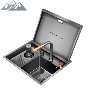 Lavello da <span class=keywords><strong>Cucina</strong></span> Moderno Wayon con Design Invisibile, Nano Nero, Nascosto con Copertura per Appartamenti di Lusso - Product Image 2