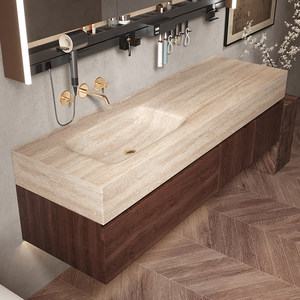 Mueble de Baño de Lujo con Superficie Sólida Multicapa y Espejo LED - Product Image 5