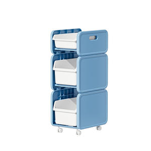 Étagère de rangement à deux niveaux en plastique, chariot mobile, rangement de livres, moderne, durable, multifonctionnel, salon, vaisselle - Product Image 4
