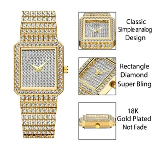 Reloj de Diamantes de Lujo para Mujer, Venta al por Mayor OEM, Logotipo Personalizado, Correa Chapada en Oro, Diamantes Cultivados en Laboratorio, Resistente al Agua 30M - Product Image 3