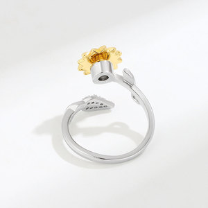 Rotating Sunflower Open <b>Rings</b> Pave Set Zircon Copper Gold Plated You Are My Sunshine Stress Relief Jewelry For <b>Couple</b> Gifts - Product Image 4