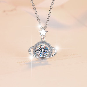 Fornitura Diretta Transfrontaliera, Ciondolo di Lusso in <span class=keywords><strong>Oro</strong></span> 18K con Moissanite da 1 Carato, Pianeta dei <span class=keywords><strong>Sogni</strong></span>, per Fidanzamento e Matrimonio, in Argento Sterling S925 - Product Image 4