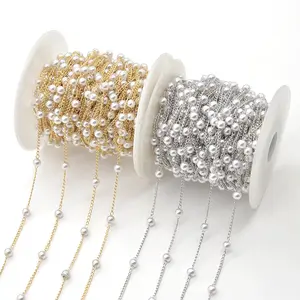 Vergoldete kubanische Kette für die Schmuck herstellung vergoldete Ketten rolle Perlenkette für die Schmuck herstellung