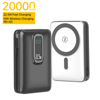 Banques d'alimentation magnétiques 20000mAh, charge rapide portable 22,5W, banque d'alimentation sans fil 15W avec support de téléphone ASPOR A386