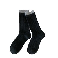 Nouvelles chaussettes en laine respirantes pour l'automne-hiver, style décontracté, simples, polyvalentes, sans coutures, à double côte, épaisses, color-block, pour femme, personnalisables