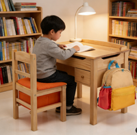 Ensemble de bureau et de chaise d'étude en bois pour enfants, utilisation multi-scènes pour l'école et la maison, table d'apprentissage avec fonction de rangement