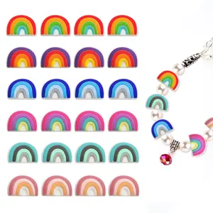 Perles anneau de dentition bébé mâcher perles de silicone arc-en-ciel pour porte-clés faisant Bracelet à bricoler soi-même bijoux stylo perles collier pince à cheveux accessoires