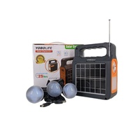 Intégrez le système d'éclairage solaire portatif de lampes de la boîte LED de CC de panneau solaire avec Mp3 Bluetooth FM