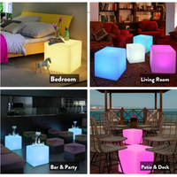 Cube LED d'extérieur personnalisé avec logo, siège de jardin, tabouret de bar en plastique vieilli pour la maison, l'hôtel, le bar, la boîte de nuit, le salon, cube LED solaire