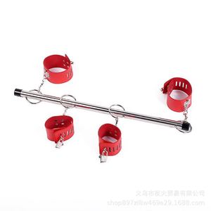 Bondage <b>strap</b> <b>buckle</b>, sexy leather <b>strap</b> lock, hand and foot restraint iron pipe, hand and foot binding, black SM alternative - Product Image 5