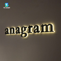 Lettres en acier inoxydable 3D personnalisées, étanches, à faible consommation d'énergie, avec logo LED, signalétique rétroéclairée, lettres en relief avec halo LED, enseigne électronique LED