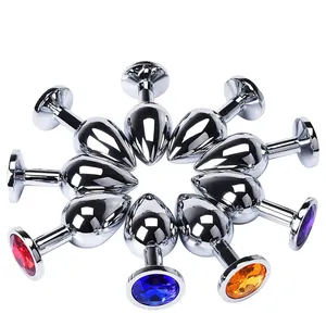 Erótico Anal de acero inoxidable tapón liso redondo corazón cristal Bdsm fetiche ano dilatador culo cola juegos para adultos juguetes sexuales para mujeres Gay - Product Image 1