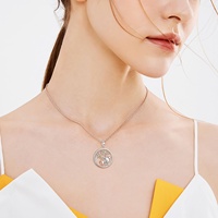 Bijoux sur le thème des animaux Collier en argent sterling 925 plaqué deux tons avec pendentif maman et bébé éléphant en zircon