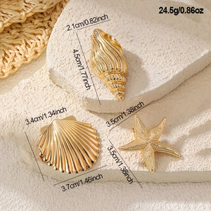 BSCI usine personnalisé conque étoile de mer coquille pinces à <span class=keywords><strong>cheveux</strong></span> été plaqué <span class=keywords><strong>or</strong></span> métal frange pinces pour les filles - Product Image 6
