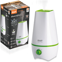 Humidificateur portable RAF R.12001 20W 2,2L, sortie de brume à 360 degrés, réglage infini de la brume, humidificateur d'air pour la maison et le bureau