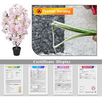 Arbre artificiel réaliste de fleurs de cerisier rose clair, 90 cm (3 pieds), pour décoration intérieure, bureau, maison, mariage, plante en soie