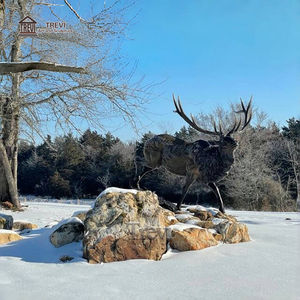 トレヴィの人気野生動物大型ブロンズ鹿像アンティーク屋外庭園公園金属鹿彫刻実物大 - Product Image 6