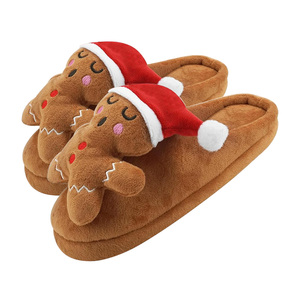 Mules d'hiver pour femmes et hommes, en forme de bonhomme en pain d'épices, doublées de peluche, légères, en mousse à mémoire de forme, confortables, douces, respirantes - Product Image 6