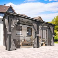 14' x 10' Gazebo voor terras, hardtop leunende gazebo pergola, grote wandgemonteerde zware luifel voor terras, dekken, achtertuin
