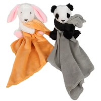 Nouveau-né bébé mignon lapin en peluche peluche PP bavoirs remplis de coton et couverture de sécurité avec hochet compagnon de couchage