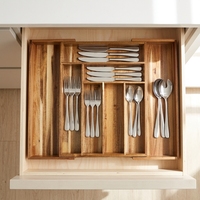 Organisateur de tiroir à couverts en bois d'acacia extensible et réglable Natural House
