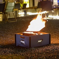 Fabricant professionnel de foyer extérieur en acier carré pour brûler du bois, anneau de feu pour pique-nique, jardin