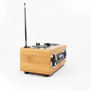 Lettore Mp3 portatile Stereo retrò musicale Sound Box Bamboo SD TF Card altoparlante Bluetooth Wireless Usb con Radio Fm