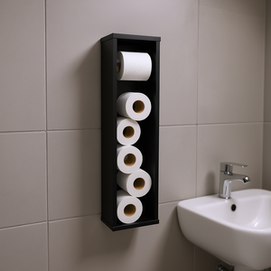 Étagères de salle de bain 28 pouces de hauteur, 2 niveaux, en bois, murales, design minimaliste - Product Image 2