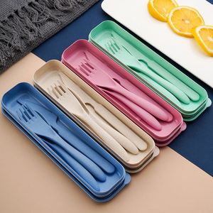 Eco-friendly Wheat Straw Spoon Fork Knife <b>Set</b> Travel Camping Plastic Cutlery - Product Image 1