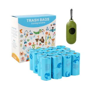 customizable printed pet poo bags dog HDPE shit waste bags biodegradable dog poop bag with Dispenser